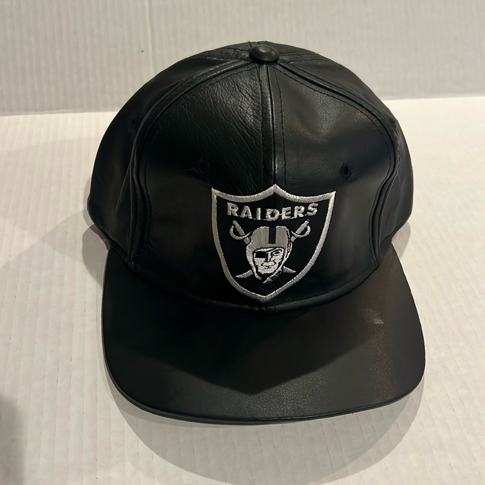 Vintage Sports Specialties Las Vegas Raiders Leather Strapback Hat Made in Korea
